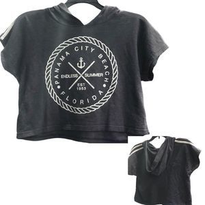New Summer Panama City Beach Hooded Crop Top Shirt Large